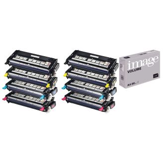 Dell 593-1017 Toner Cartridges Multipack Replacement with Free Paper (3110CN / 3115CN) - 8 Pack