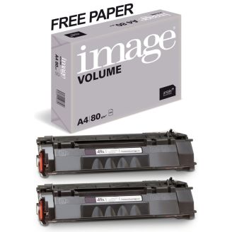 HP 49A Toner Cartridge Replacement with Free Paper (Q5949A) - 2 Pack