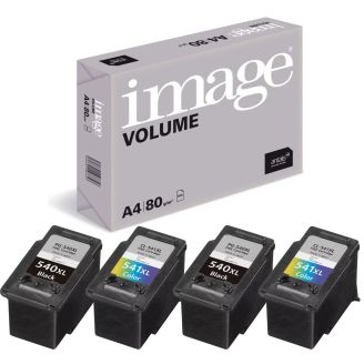 Canon Ink 540 541 Cartridges Replacement Refills with Free Paper (PG 540XL & CL 541XL) - 4 Pack