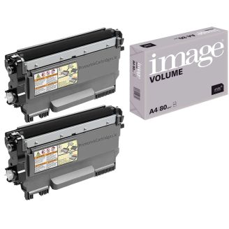 Brother TN2220 Toner Cartridge Black Replacement with Free Paper - 2 Pack (High Capacity)