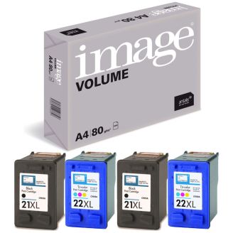 HP 21 / 22 Ink Multipack Refill with Free Paper - 4 Pack