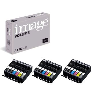 Canon CLI551 Ink Cartridges Replacement with Grey & Free Paper - 18 Pack