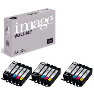 Canon Ink 571 Cartridges Replacements with Free Paper - 15 Pack