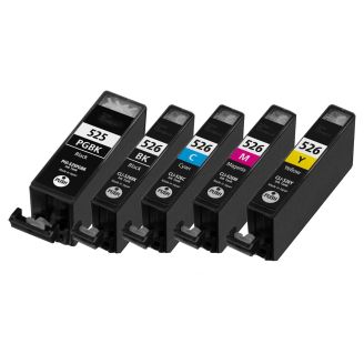 Compatible Multipack Canon CLi-526 & PGi-525 Ink Cartridges - 5 Pack