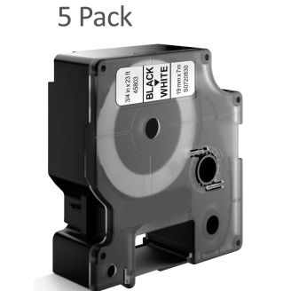 Compatible Dymo D45803 S0720830 Black on white Labelling Tape 19mm x 7m - 5 Pack