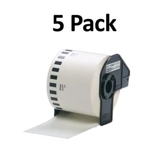 Compatible Brother DK22205 Black on White paper tape - 5 Pack