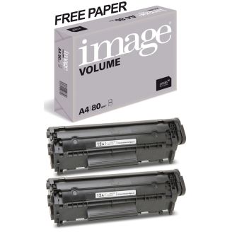 HP 12A Toner Cartridge Replacement with Free Paper (Q2612A) - 2 Pack