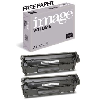 HP 12X Toner Cartridge Replacement with Free Paper (Q2612X) - 2 Pack