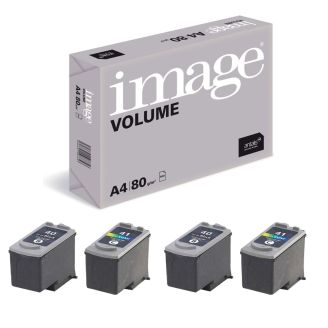 Canon Ink 40 41 Cartridges Replacement Refills with Free Paper (PG 40XL & CL 41XL) - 4 Pack
