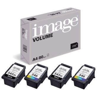 Canon Ink 545 546 Cartridges Replacement Refills with Free Paper (PG 545XL & CL 546XL) - 4 Pack
