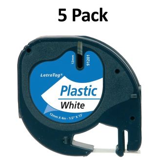 Compatible Dymo 91201 S0721610 Black on White Labelling Tape 12mm x 4m - 5 Pack