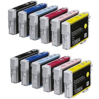 Compatible Multipack Epson T0807 Ink Cartridges (Hummingbird) - 12 Pack