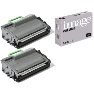 Brother TN3512 Toner Cartridge Black Replacement with Free Paper (Super High Capacity) - 2 Pack
