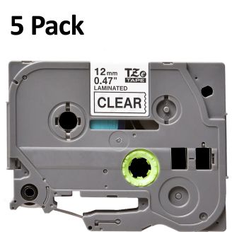 Compatible Brother TZE-131 Black on Clear Labelling Tape 12mm x 8m - 5 Rolls